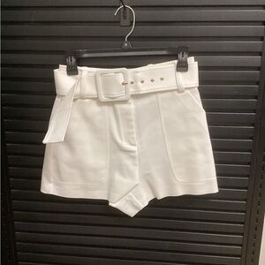 Ramy Brook High Waist White Belted Shorts; Size: 2